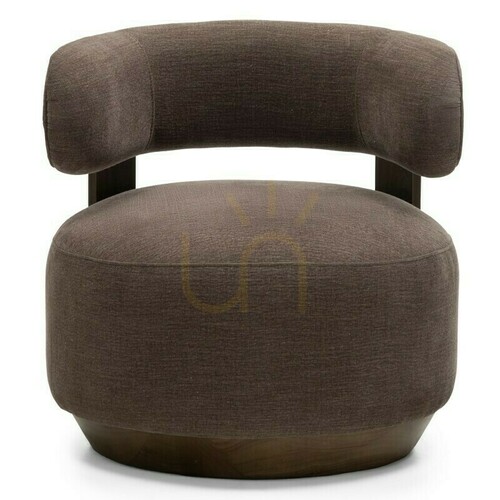 Check DOUX Lounge Chair, rounded shapes, espresso color, Nova Nook walnut