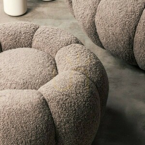 PERLE ottoman, cappuccino color, bouclé fabric, rounded shapes by Nova Nook small 2
