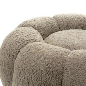 PERLE ottoman, cappuccino color, bouclé fabric, rounded shapes by Nova Nook small 3