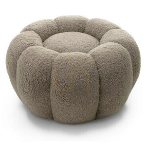 PERLE ottoman, cappuccino color, bouclé fabric, rounded shapes by Nova Nook small 0
