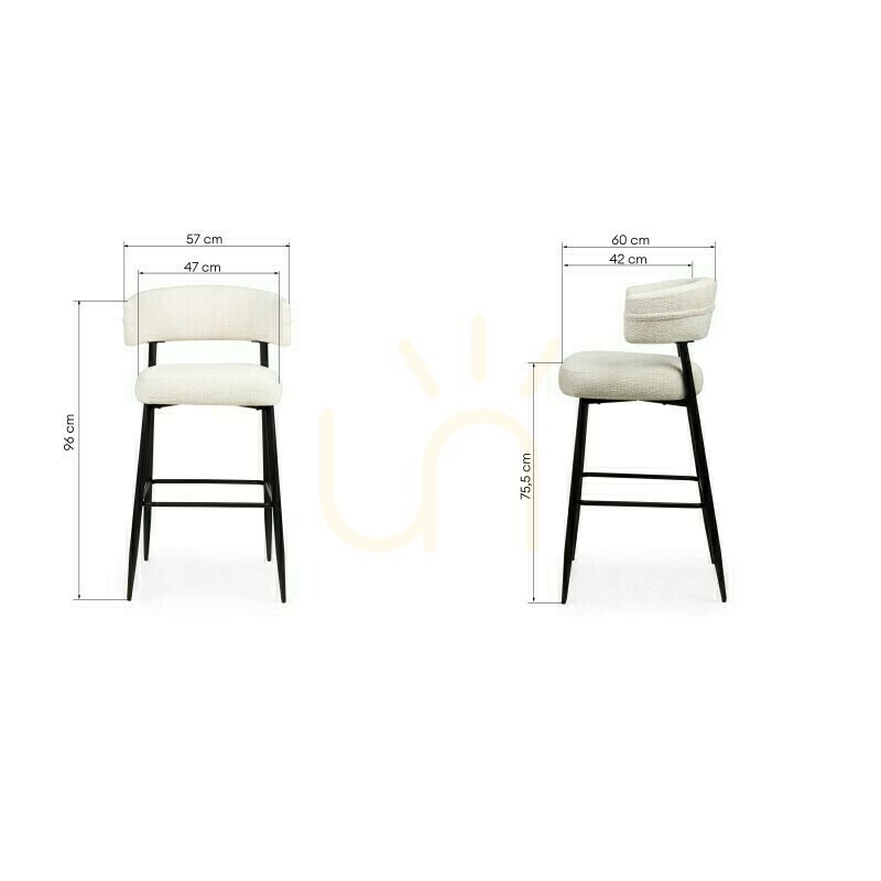 Preview Set of 2 OSARIO bar stools in cream with black legs; minimum order quantity – 2 pieces Nova Nook Set of 2 OSARIO bar stools in cream with black legs; minimum order quantity – 2 pieces Nova Nook