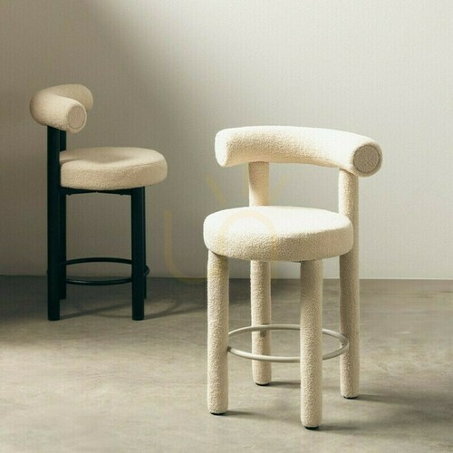 Check Set of 2 PERRIER 2.0 bar stools, beige, made of bouclé fabric, minimum order quantity – 2 pieces, Nova Nook