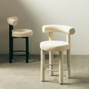 Set of 2 PERRIER 2.0 bar stools, beige, made of bouclé fabric, minimum order quantity – 2 pieces, Nova Nook small 1