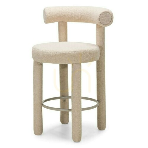 Check Set of 2 PERRIER 2.0 bar stools, beige, made of bouclé fabric, minimum order quantity – 2 pieces, Nova Nook
