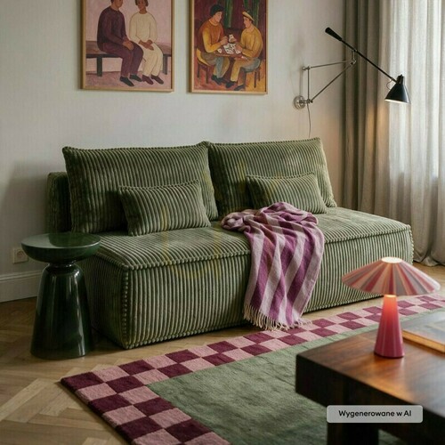 Check OGAN Side Table, 40 cm, Olive Green, Glossy, Nova Nook
