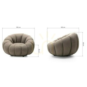 FLOWER armchair in cappuccino, with a swivel base, bouclé fabric, and rounded shapes by Nova Nook 7 FLOWER armchair in cappuccino, with a swivel base, bouclé fabric, and rounded shapes by Nova Nook small 7