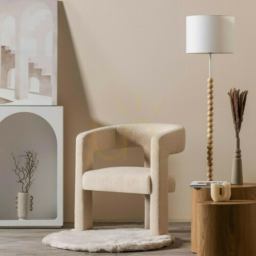 Check LAUREN Armchair, bouclé fabric, beige Nova Nook