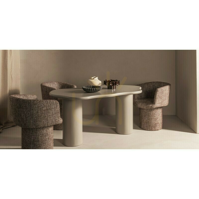 Display LUXE 160 cm Dining Table, Dark Beige, Rounded Shapes by Nova Nook LUXE 160 cm Dining Table, Dark Beige, Rounded Shapes by Nova Nook