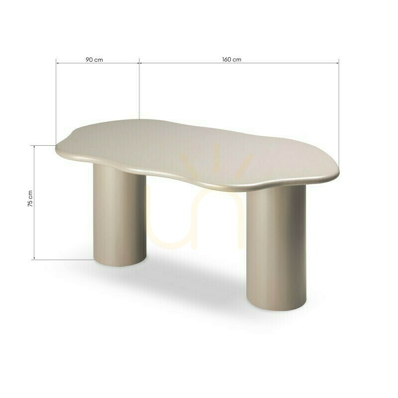 Check LUXE 160 cm Dining Table, Dark Beige, Rounded Shapes by Nova Nook LUXE 160 cm Dining Table, Dark Beige, Rounded Shapes by Nova Nook