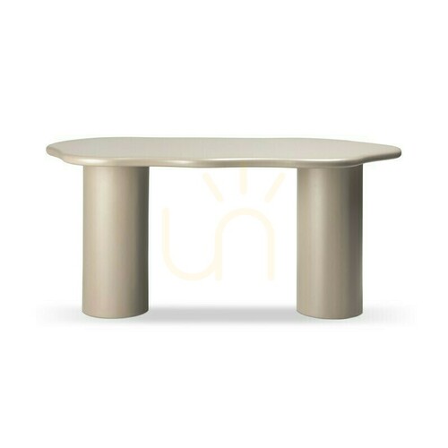 Check LUXE 160 cm Dining Table, Dark Beige, Rounded Shapes by Nova Nook