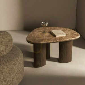 ELLE 75 cm Coffee Table, Dark Walnut/Nova Nook Marble small 1