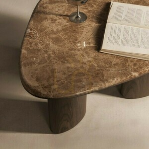 ELLE 75 cm Coffee Table, Dark Walnut/Nova Nook Marble small 2