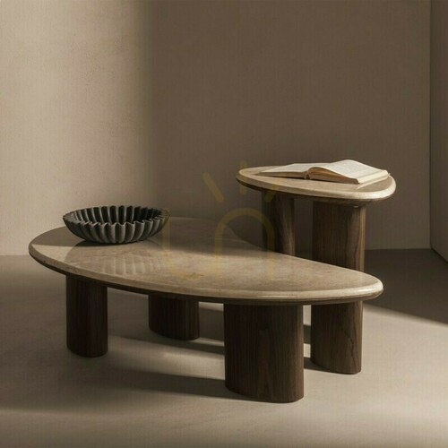 Check ELLE Coffee Table, 110 cm, Dark Walnut/Nova Nook Marble