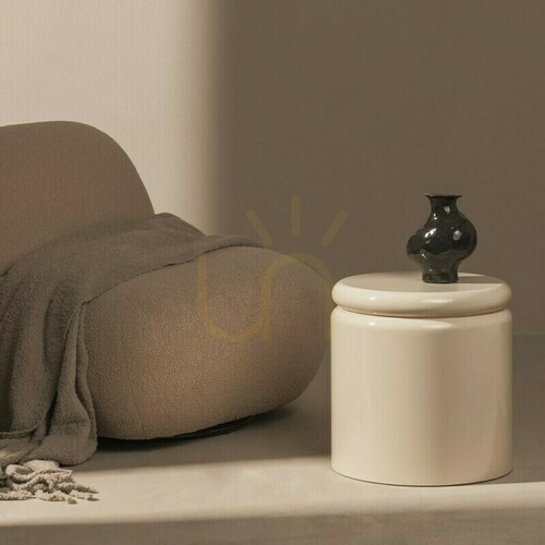 Check MOE 40 cm Side Table, Light Beige, Glossy, Nova Nook