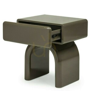 LUSH Nightstand with a Drawer, Green-Gray, Glossy, Arch-Shaped by Nova Nook 2 LUSH Nightstand with a Drawer, Green-Gray, Glossy, Arch-Shaped by Nova Nook small 2