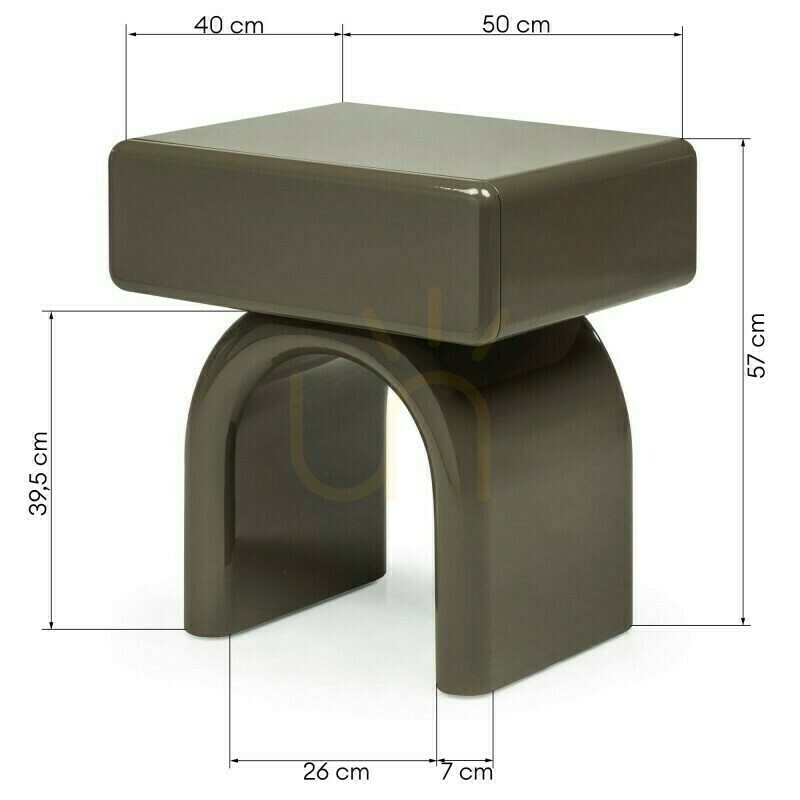 Check LUSH Nightstand with a Drawer, Green-Gray, Glossy, Arch-Shaped by Nova Nook LUSH Nightstand with a Drawer, Green-Gray, Glossy, Arch-Shaped by Nova Nook