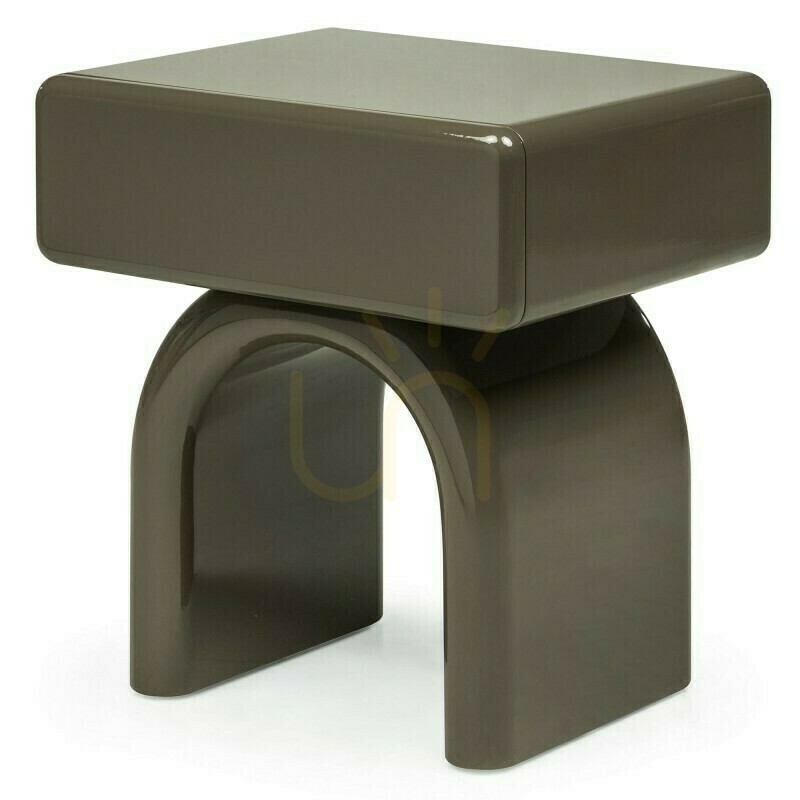 Check LUSH Nightstand with a Drawer, Green-Gray, Glossy, Arch-Shaped by Nova Nook LUSH Nightstand with a Drawer, Green-Gray, Glossy, Arch-Shaped by Nova Nook