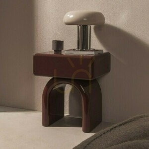 LUSH Nightstand with Drawer, Burgundy-Brown, High-Gloss, Arch-Shaped by Nova Nook 1 LUSH Nightstand with Drawer, Burgundy-Brown, High-Gloss, Arch-Shaped by Nova Nook small 1