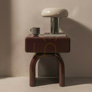 LUSH Nightstand with Drawer, Burgundy-Brown, High-Gloss, Arch-Shaped by Nova Nook 2 LUSH Nightstand with Drawer, Burgundy-Brown, High-Gloss, Arch-Shaped by Nova Nook small 2