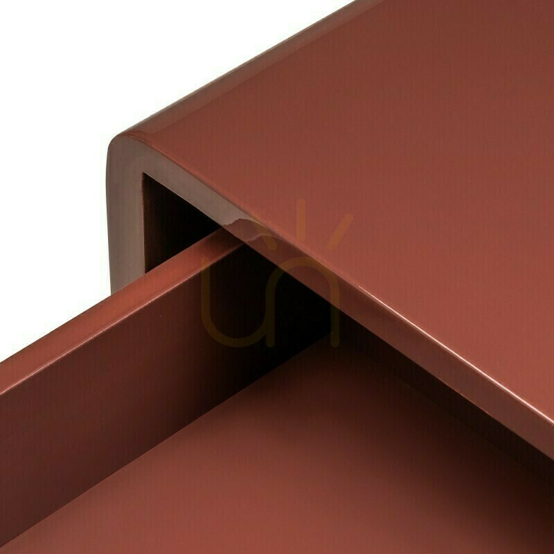 Display LUSH Nightstand with Drawer, Burgundy-Brown, High-Gloss, Arch-Shaped by Nova Nook LUSH Nightstand with Drawer, Burgundy-Brown, High-Gloss, Arch-Shaped by Nova Nook