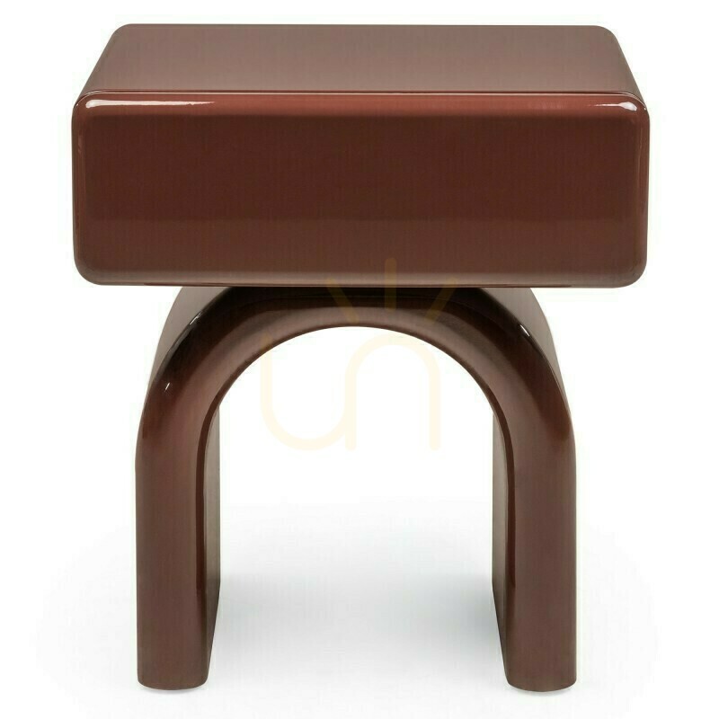 Check LUSH Nightstand with Drawer, Burgundy-Brown, High-Gloss, Arch-Shaped by Nova Nook LUSH Nightstand with Drawer, Burgundy-Brown, High-Gloss, Arch-Shaped by Nova Nook