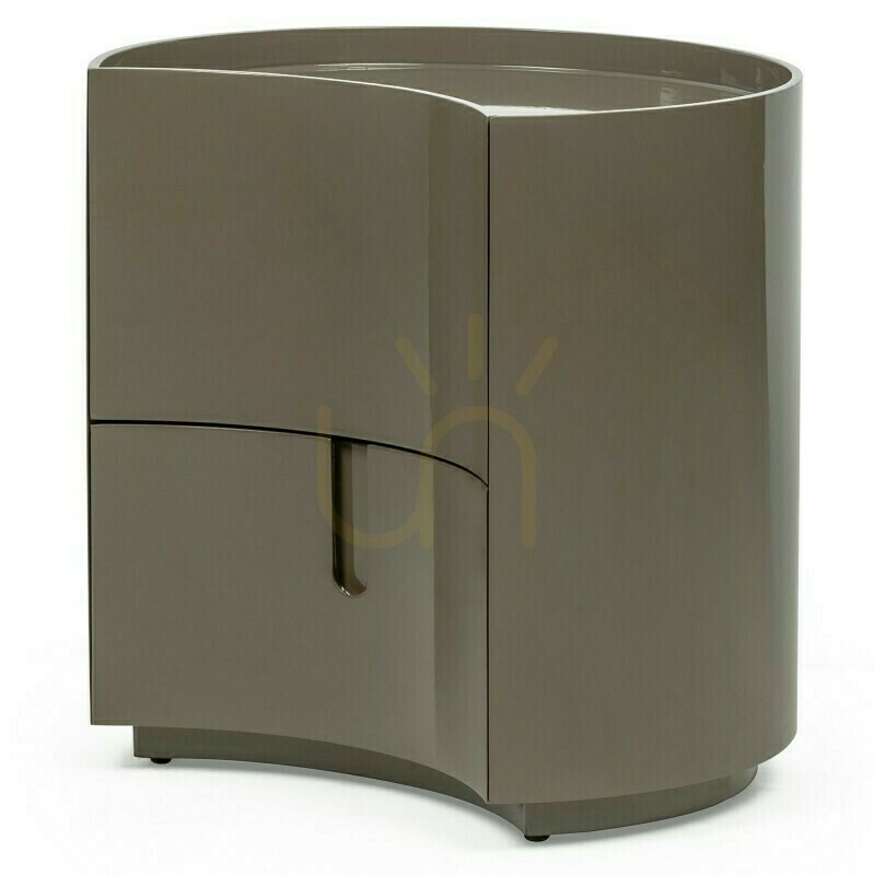Show LENA Nightstand with Drawers, Green-Gray, with Rounded Shapes, Glossy Nova Nook LENA Nightstand with Drawers, Green-Gray, with Rounded Shapes, Glossy Nova Nook