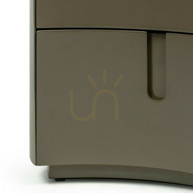 Check LENA Nightstand with Drawers, Green-Gray, with Rounded Shapes, Glossy Nova Nook LENA Nightstand with Drawers, Green-Gray, with Rounded Shapes, Glossy Nova Nook