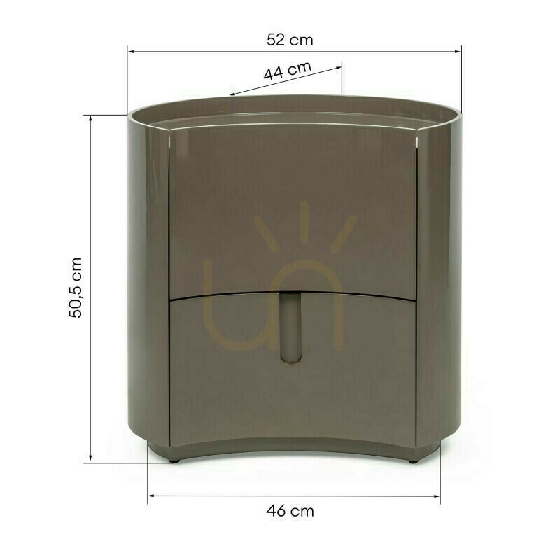 Preview LENA Nightstand with Drawers, Green-Gray, with Rounded Shapes, Glossy Nova Nook LENA Nightstand with Drawers, Green-Gray, with Rounded Shapes, Glossy Nova Nook