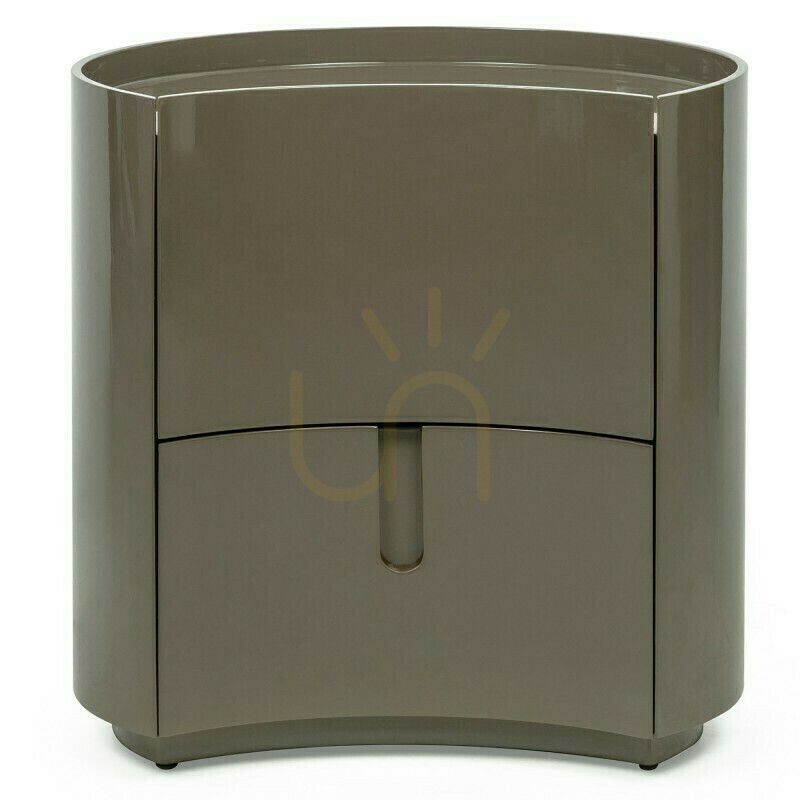 Check LENA Nightstand with Drawers, Green-Gray, with Rounded Shapes, Glossy Nova Nook LENA Nightstand with Drawers, Green-Gray, with Rounded Shapes, Glossy Nova Nook