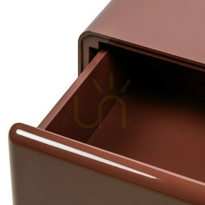 AGOS nightstand with drawers, in burgundy/brown, with rounded shapes, featuring the Nova Nook gloss finish small 5