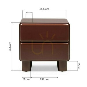 AGOS nightstand with drawers, in burgundy/brown, with rounded shapes, featuring the Nova Nook gloss finish small 7