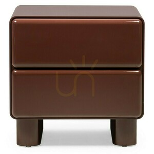 AGOS nightstand with drawers, in burgundy/brown, with rounded shapes, featuring the Nova Nook gloss finish small 0