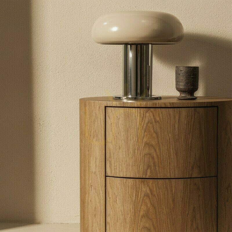 Preview KARTO Round Nightstand with Drawers, Nova Nook Walnut KARTO Round Nightstand with Drawers, Nova Nook Walnut