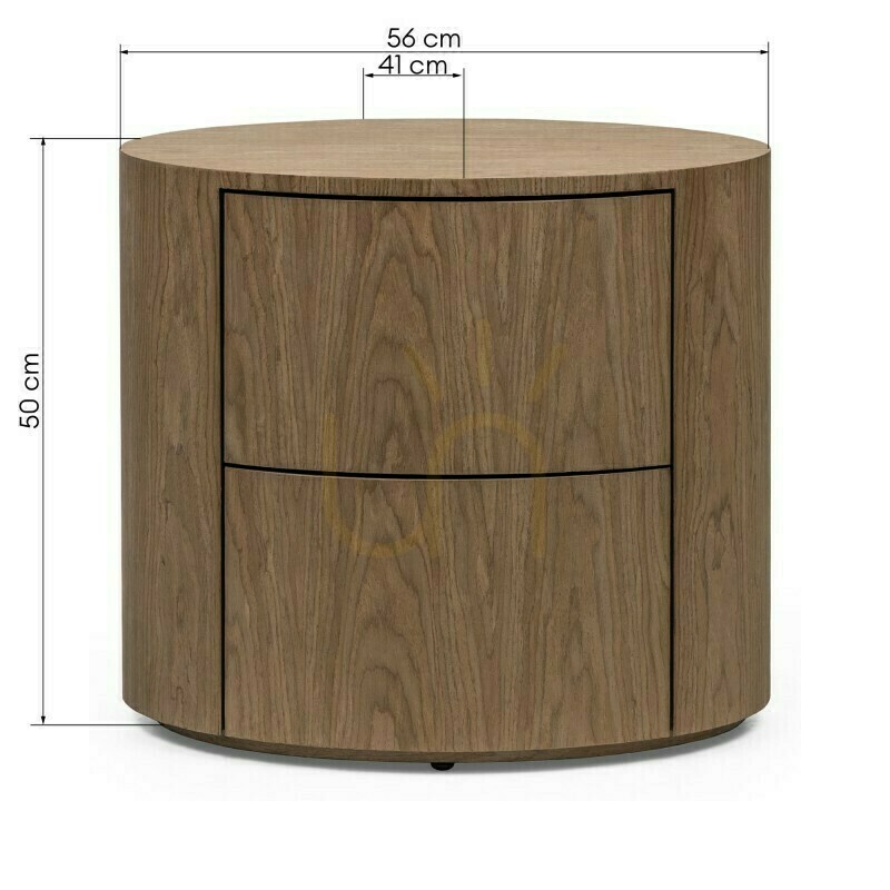 Preview KARTO Round Nightstand with Drawers, Nova Nook Walnut KARTO Round Nightstand with Drawers, Nova Nook Walnut