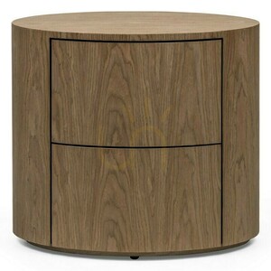 KARTO Round Nightstand with Drawers, Nova Nook Walnut 0 KARTO Round Nightstand with Drawers, Nova Nook Walnut small 0