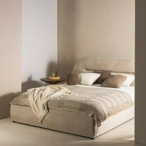 LONEL Upholstered Bed, 140 x 200 cm, with frame and storage, light beige, rounded Nova Nook small 3