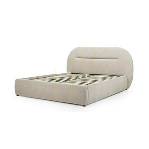 LONEL Upholstered Bed, 140 x 200 cm, with frame and storage, light beige, rounded Nova Nook small 5