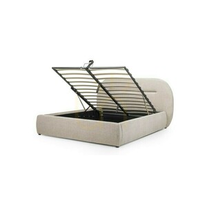 LONEL Upholstered Bed, 140 x 200 cm, with frame and storage, light beige, rounded Nova Nook small 8