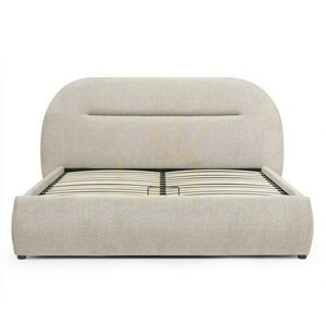 LONEL Upholstered Bed, 140 x 200 cm, with frame and storage, light beige, rounded Nova Nook small 9