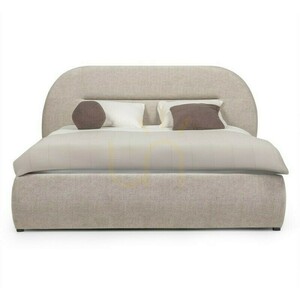 LONEL Upholstered Bed, 140 x 200 cm, with frame and storage, light beige, rounded Nova Nook small 0