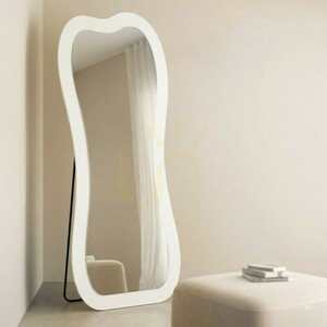 CELLO Floor Mirror with LED Lighting, 63 x 160 cm, irregularly shaped, white, Nova Nook small 1