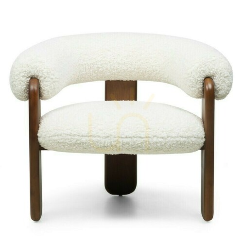 Check LOLE Armchair, Cream/Walnut, Nova Nook Bouclé