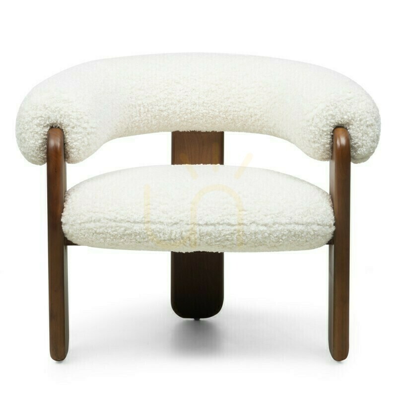 Check LOLE Armchair, Cream/Walnut, Nova Nook Bouclé LOLE Armchair, Cream/Walnut, Nova Nook Bouclé