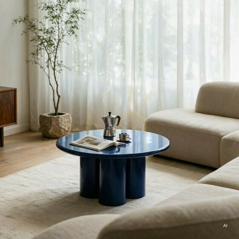View BURGUN 80 cm Coffee Table, Cobalt Blue, High-Gloss, Nova Nook BURGUN 80 cm Coffee Table, Cobalt Blue, High-Gloss, Nova Nook