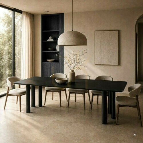 Check OAL Extendable Table 140–200 cm, Oak Veneer, Black, Beech Wood, Rounded Nova Nook