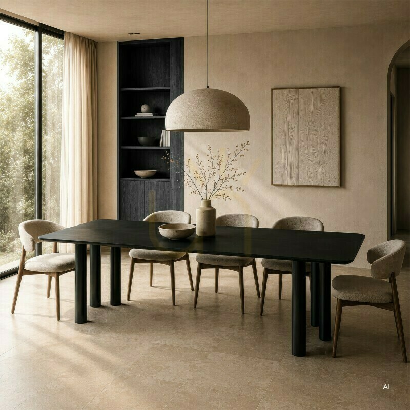 View OAL Extendable Table 140–200 cm, Oak Veneer, Black, Beech Wood, Rounded Nova Nook OAL Extendable Table 140–200 cm, Oak Veneer, Black, Beech Wood, Rounded Nova Nook