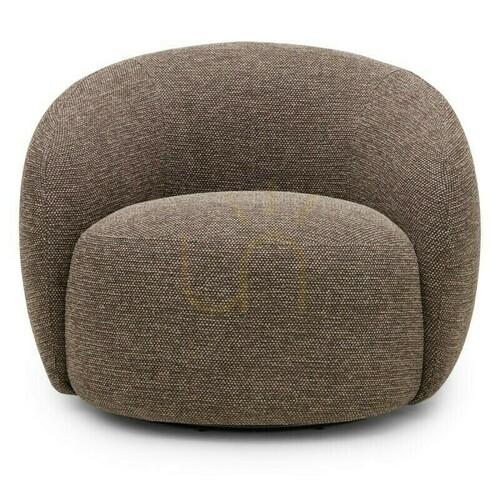Check NORA Swivel Chair, Brown and Cream, with Rounded Shapes by Nova Nook