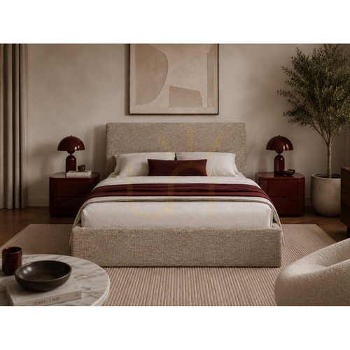 Check SEMPLICE Upholstered Bed with Storage – 160x200 – GAVA 11 – Gray-Beige Nova Nook