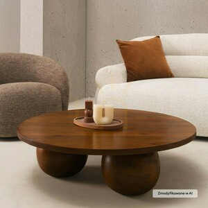 MORELO 100 cm coffee table, round, made of mango wood, in dark walnut, with rounded shapes, Nova Nook small 1