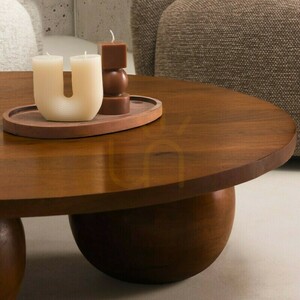 MORELO 100 cm coffee table, round, made of mango wood, in dark walnut, with rounded shapes, Nova Nook small 2